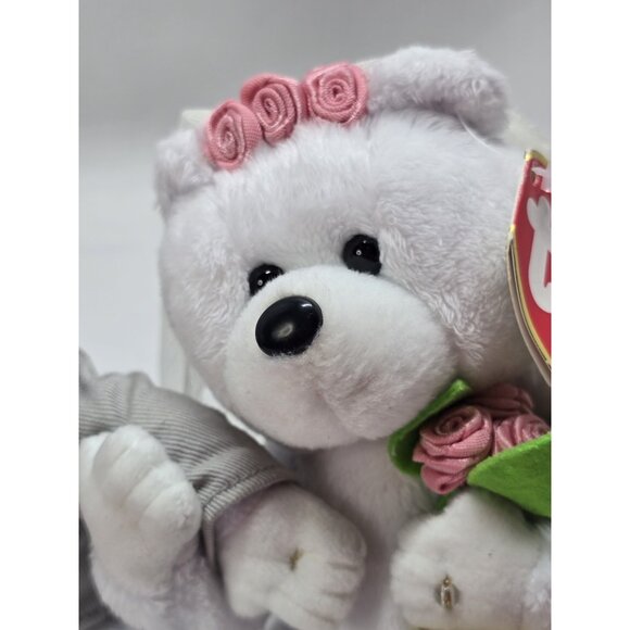 TY We Do Wedding Bear Duo Beanie Baby Bride & Groom 2004 Stuffed Toy - Picture 4 of 13